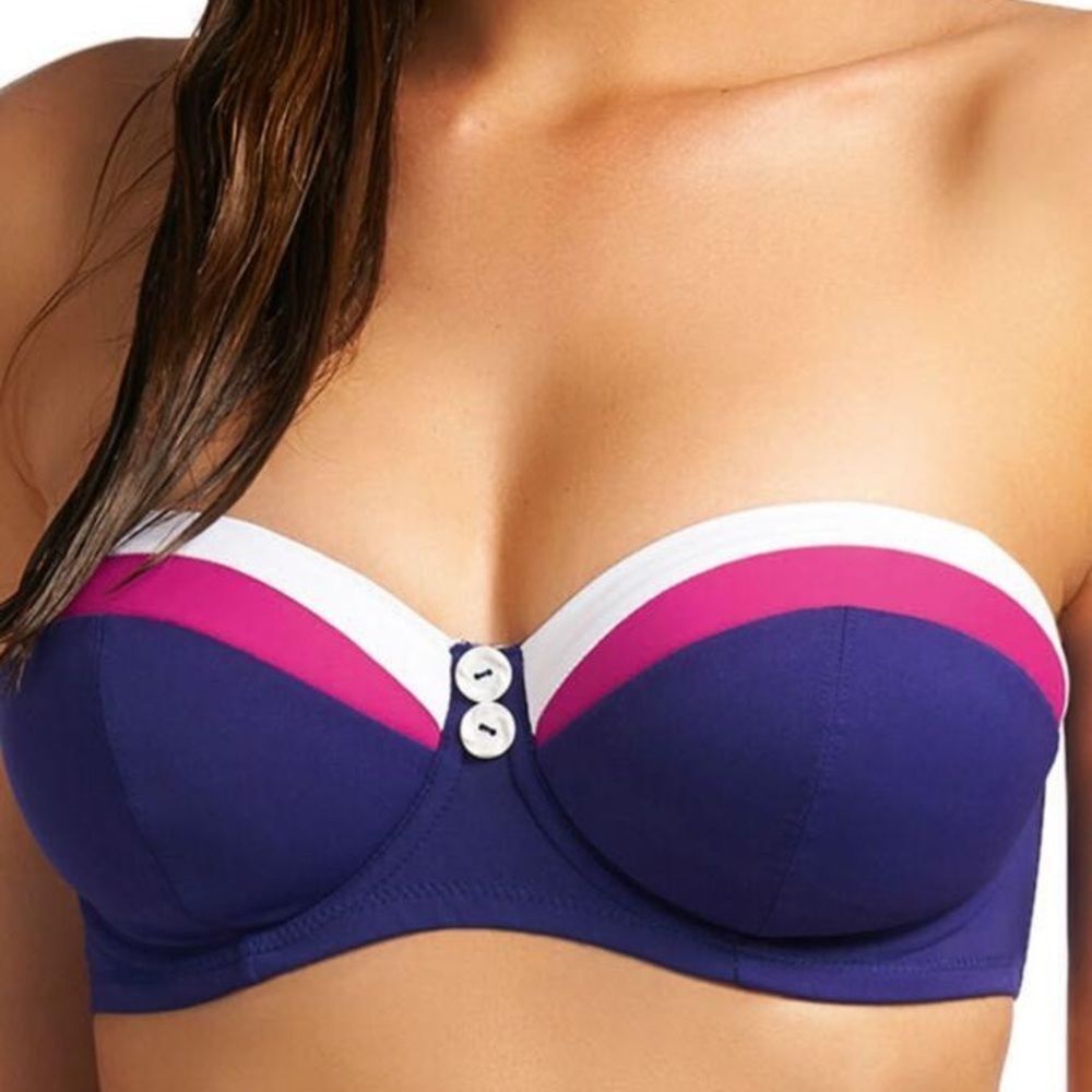 Freya Revival Indigo Blue Rio Wide Tab Underwire Bandeau Bikini Top Size 30D